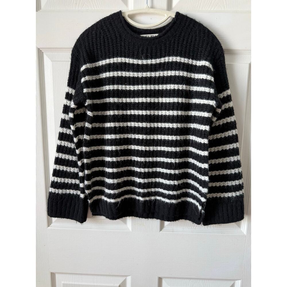 Alex‎ Mill Black White Stripe Wool Alpaca Blend Sweater Wm XS Crewneck Cozy Knit